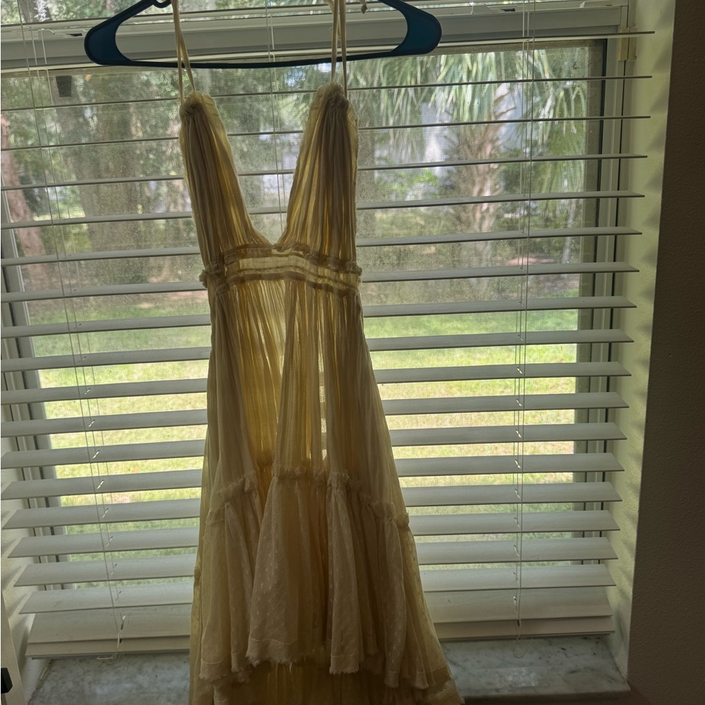 Free People Yellow Backless Maxi Dress